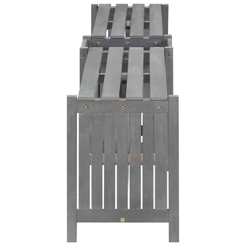 Grey Acacia Wood Garden Corner Bench with Planter - 117cm