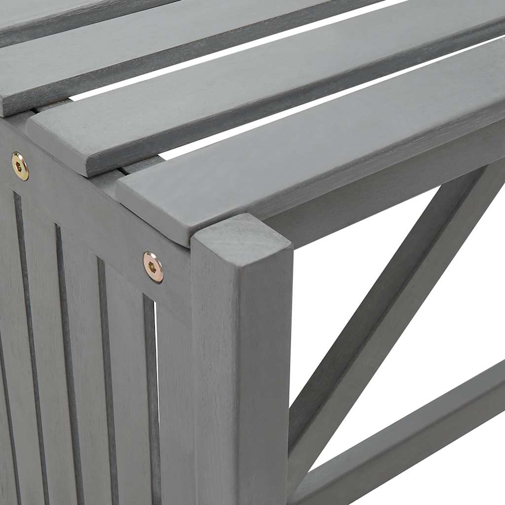Grey Acacia Wood Garden Corner Bench with Planter - 117cm