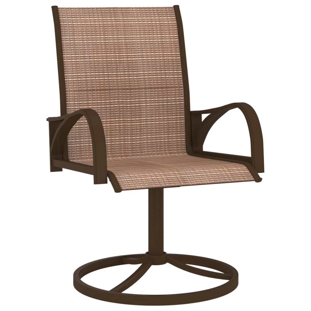 Brown Textilene & Steel Garden Swivel Chairs Set of 2