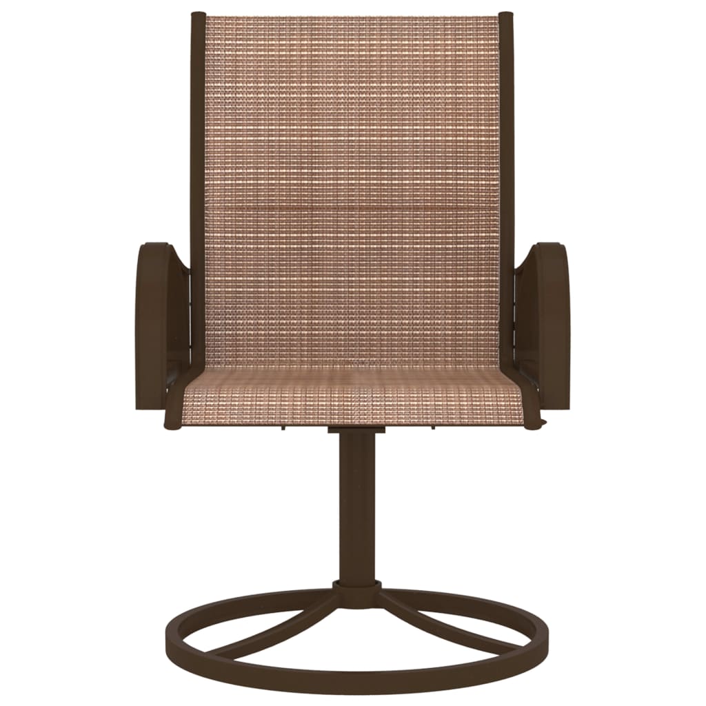Brown Textilene & Steel Garden Swivel Chairs Set of 2