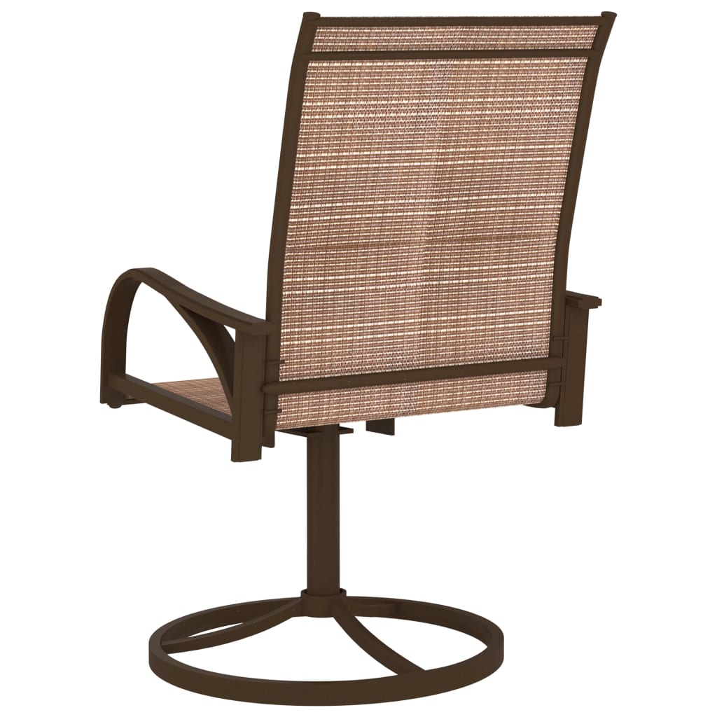 Brown Textilene & Steel Garden Swivel Chairs Set of 2