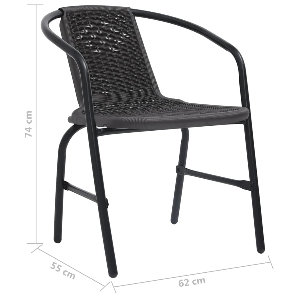 Durable Plastic Rattan & Steel Garden Chairs Set, 2 pcs, 110 kg