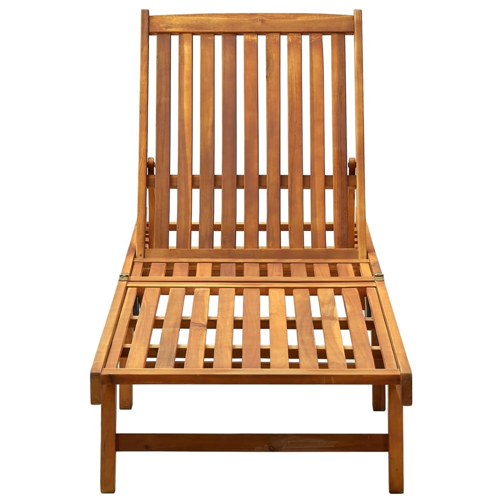 Solid Acacia Wood Sun Lounger - Durable, Stylish Outdoor Relaxation