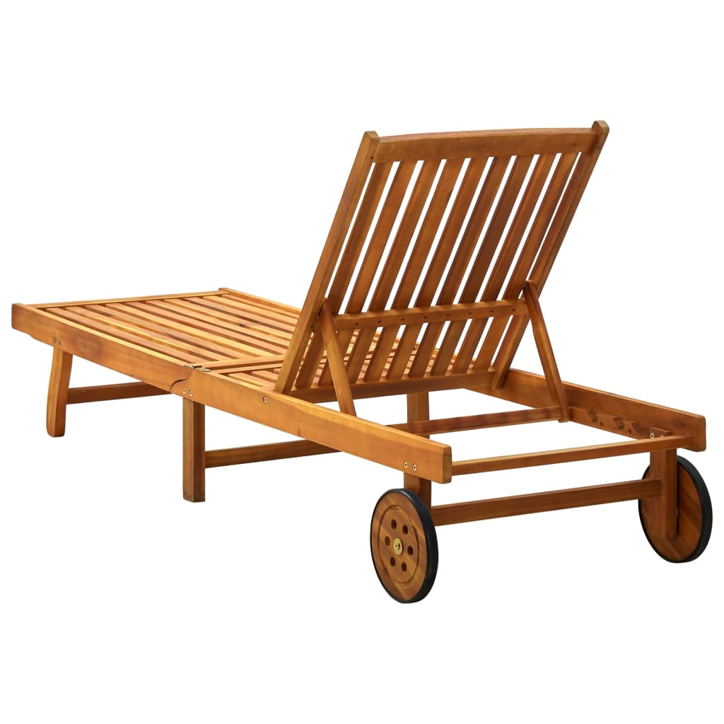 Solid Acacia Wood Sun Lounger - Durable, Stylish Outdoor Relaxation