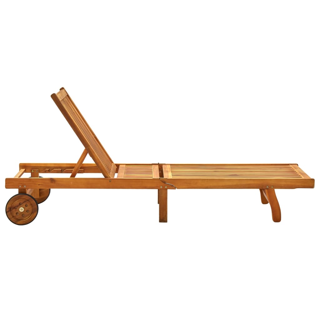 Solid Acacia Wood Sun Lounger - Durable, Stylish Outdoor Relaxation