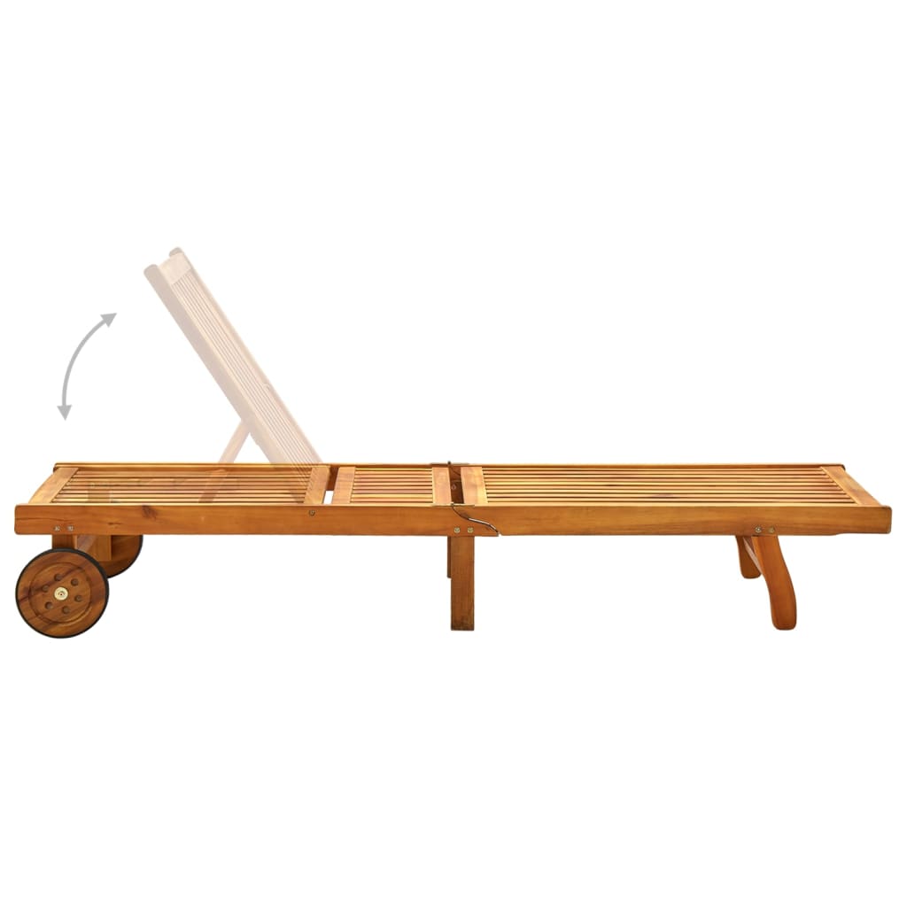 Solid Acacia Wood Sun Lounger - Durable, Stylish Outdoor Relaxation