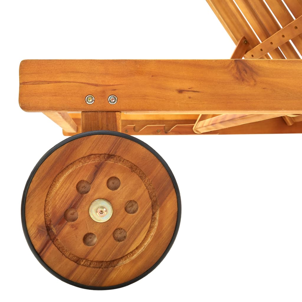 Solid Acacia Wood Sun Lounger - Durable, Stylish Outdoor Relaxation