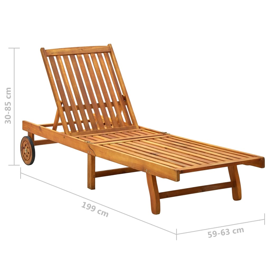 Solid Acacia Wood Sun Lounger - Durable, Stylish Outdoor Relaxation