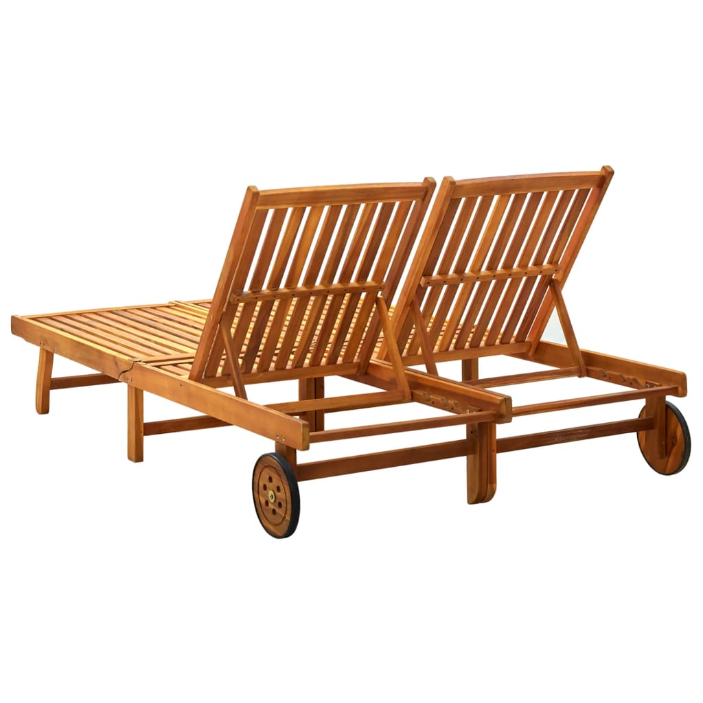 Cozy 2-Person Sun Lounger in Solid Acacia Wood Finish