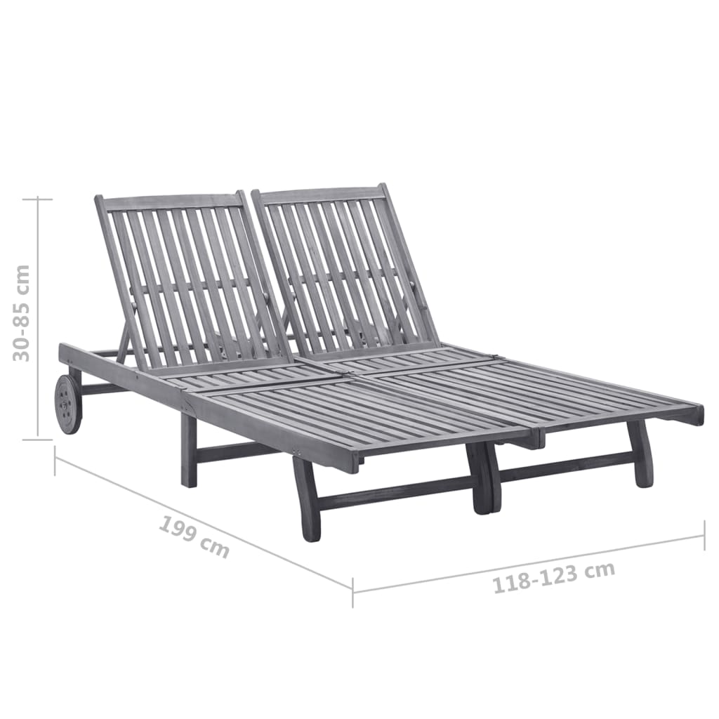 2-Person Acacia Wood Sun Lounger - Durable Outdoor Comfort