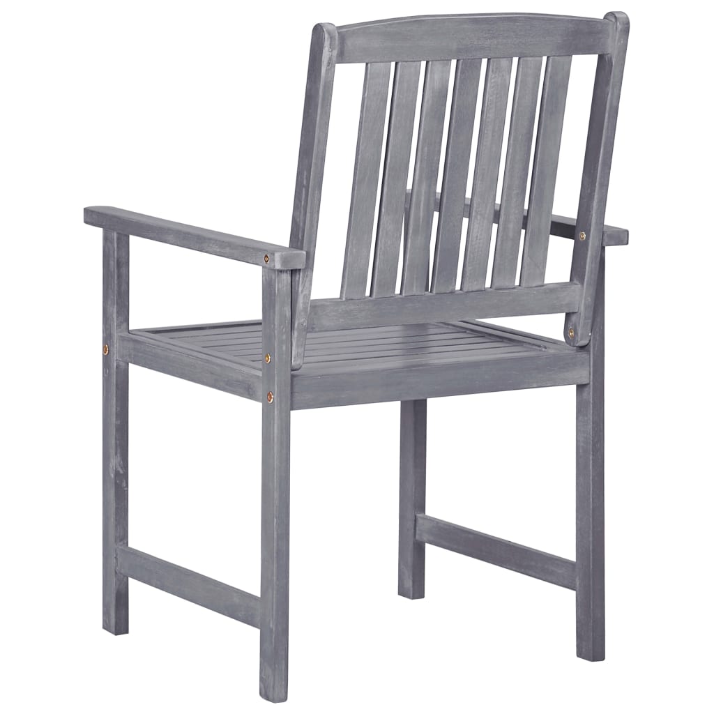 4-Piece Grey Garden Chairs Set - Solid Acacia Wood Furniture