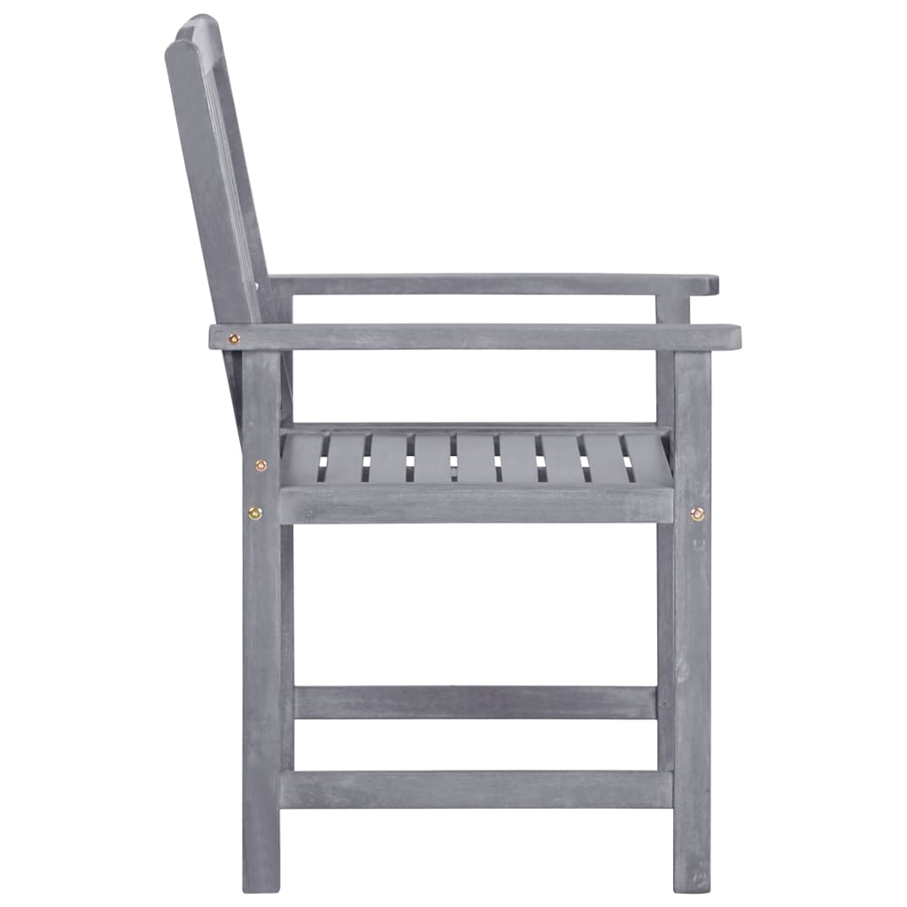 4-Piece Grey Garden Chairs Set - Solid Acacia Wood Furniture