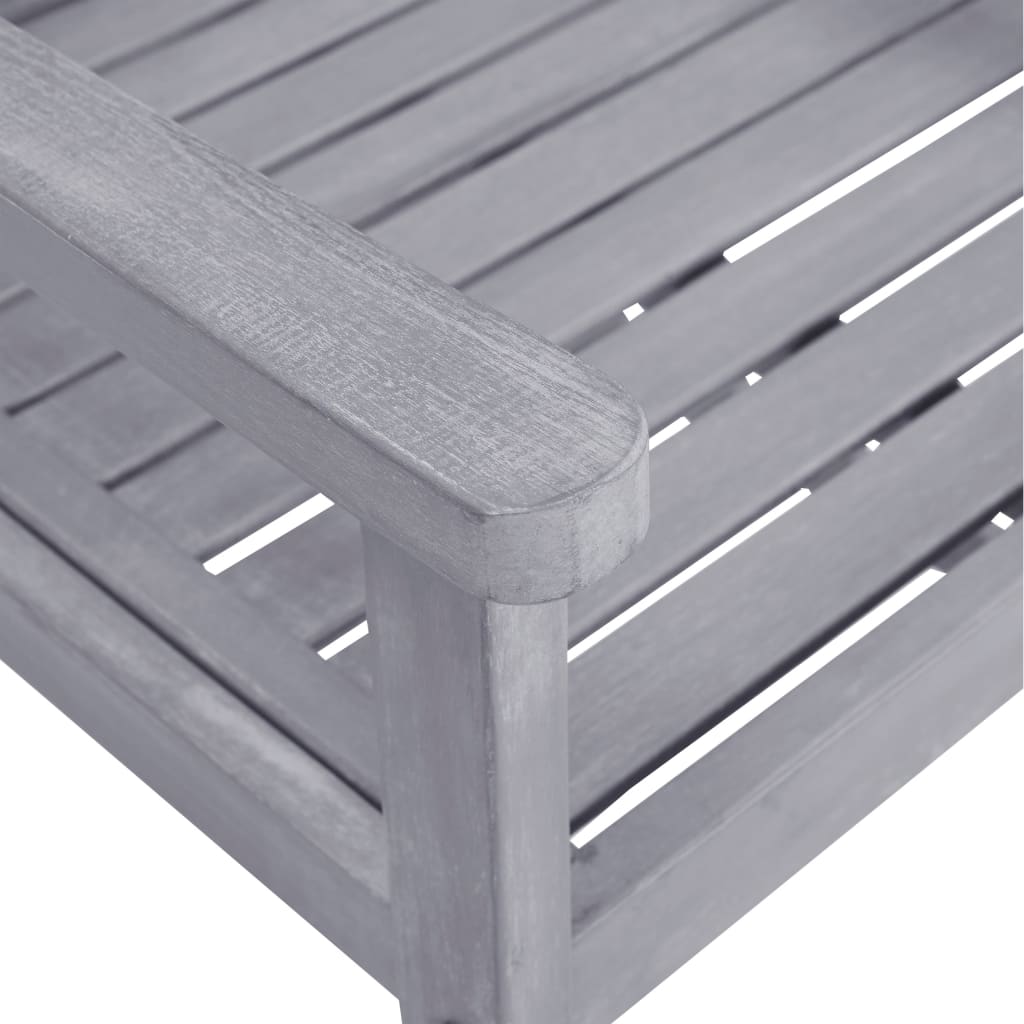 4-Piece Grey Garden Chairs Set - Solid Acacia Wood Furniture