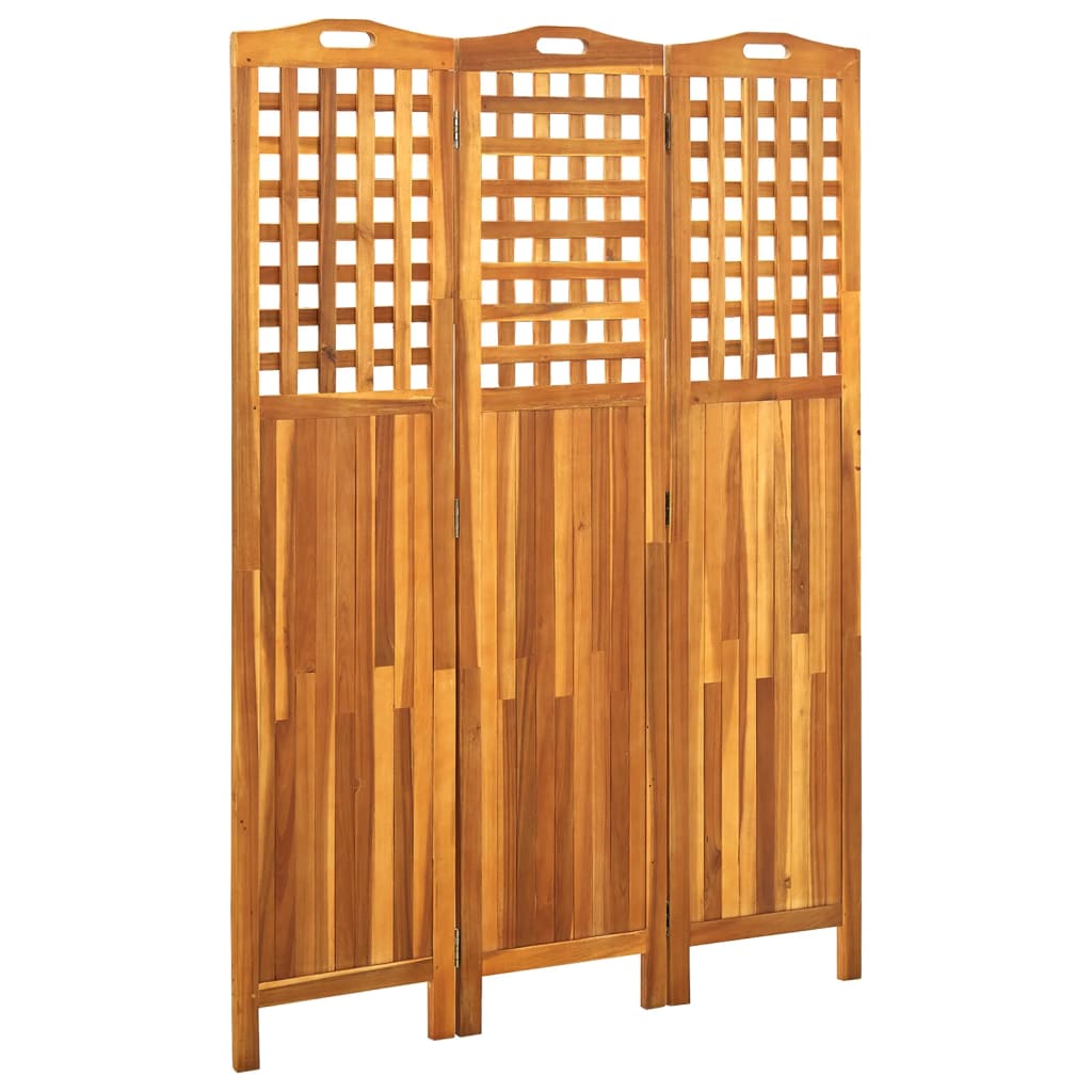 Solid Acacia Wood 3-Panel Room Divider (121x2x170 cm)