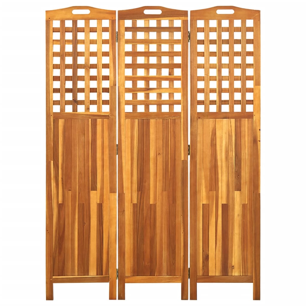 Solid Acacia Wood 3-Panel Room Divider (121x2x170 cm)
