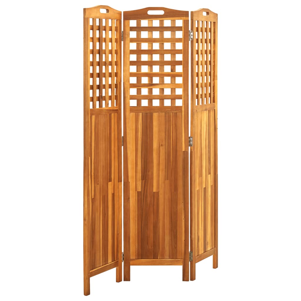 Solid Acacia Wood 3-Panel Room Divider (121x2x170 cm)
