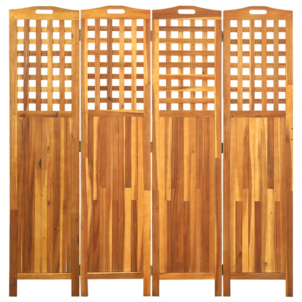 Solid Acacia Wood 4-Panel Room Divider, 161x2x170 cm
