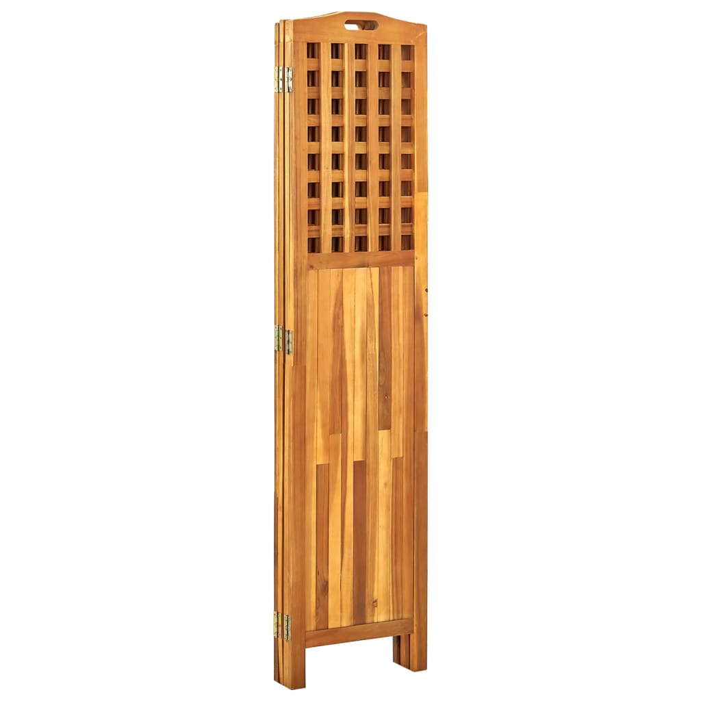 Solid Acacia Wood 4-Panel Room Divider, 161x2x170 cm