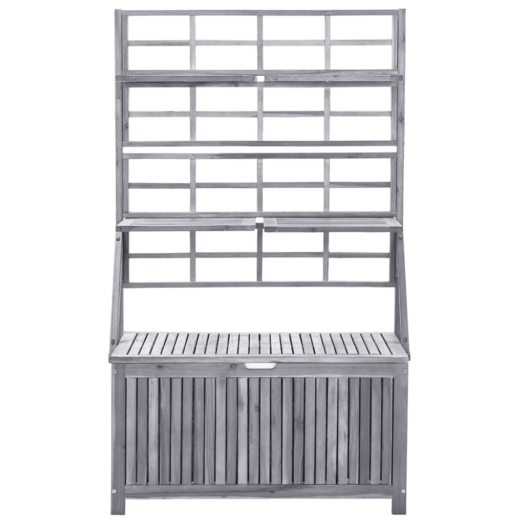 Solid Acacia Storage Box with Trellis Grey 99x55x160 cm