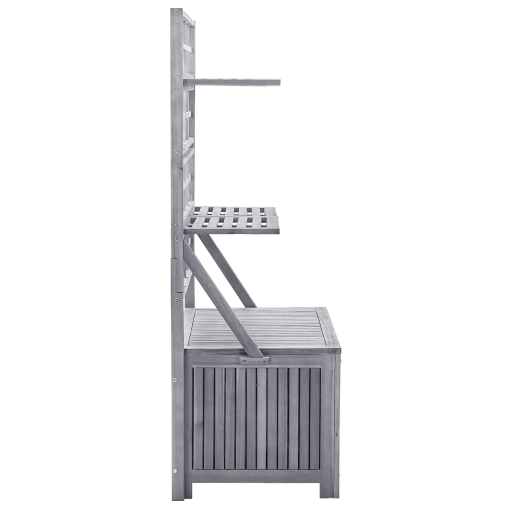 Solid Acacia Storage Box with Trellis Grey 99x55x160 cm
