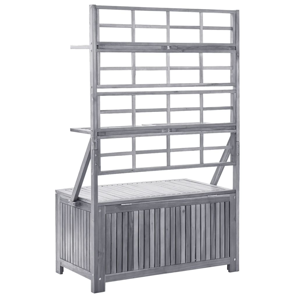 Solid Acacia Storage Box with Trellis Grey 99x55x160 cm