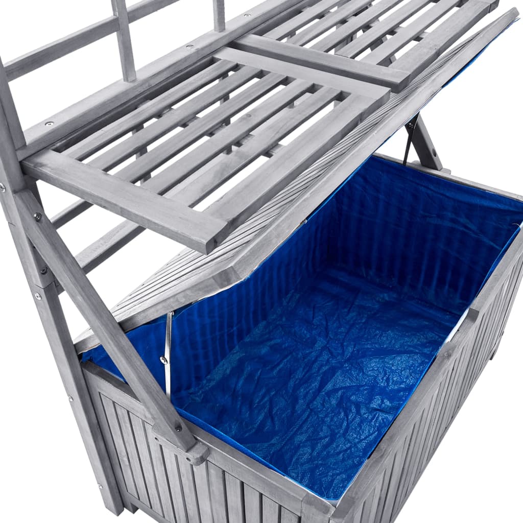 Solid Acacia Storage Box with Trellis Grey 99x55x160 cm