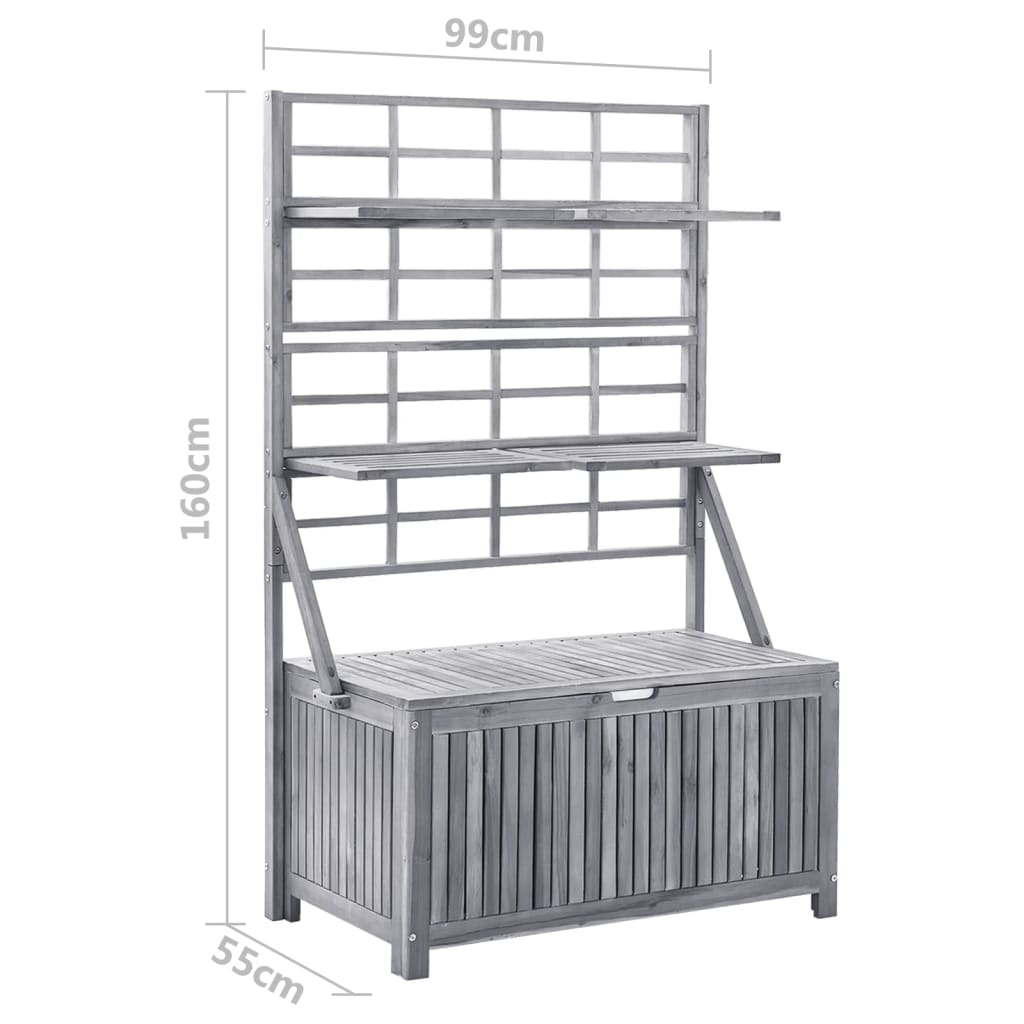 Solid Acacia Storage Box with Trellis Grey 99x55x160 cm