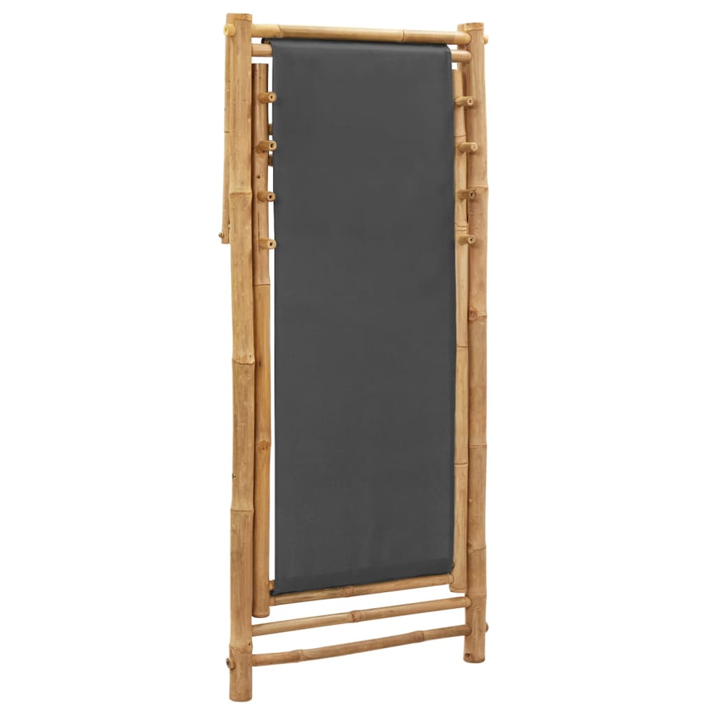 Stylish Bamboo & Dark Grey Canvas Deck Chair - Comfort & Elegance