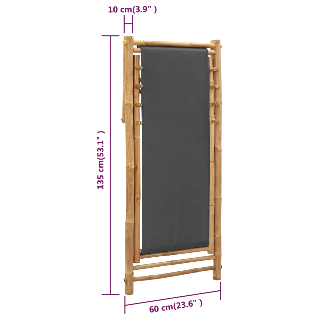 Stylish Bamboo & Dark Grey Canvas Deck Chair - Comfort & Elegance