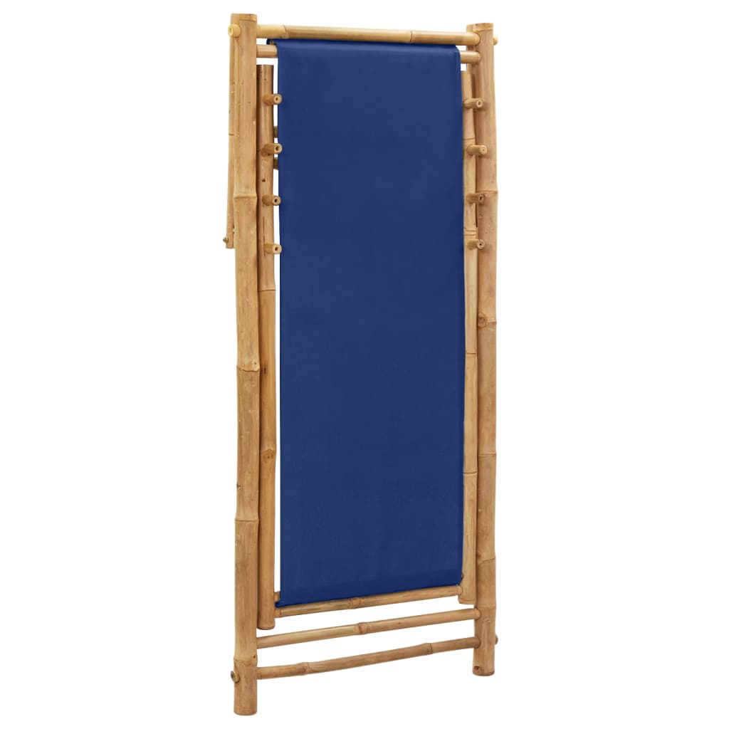 Navy Blue Bamboo & Canvas Deck Chair - Elegant Outdoor Seating