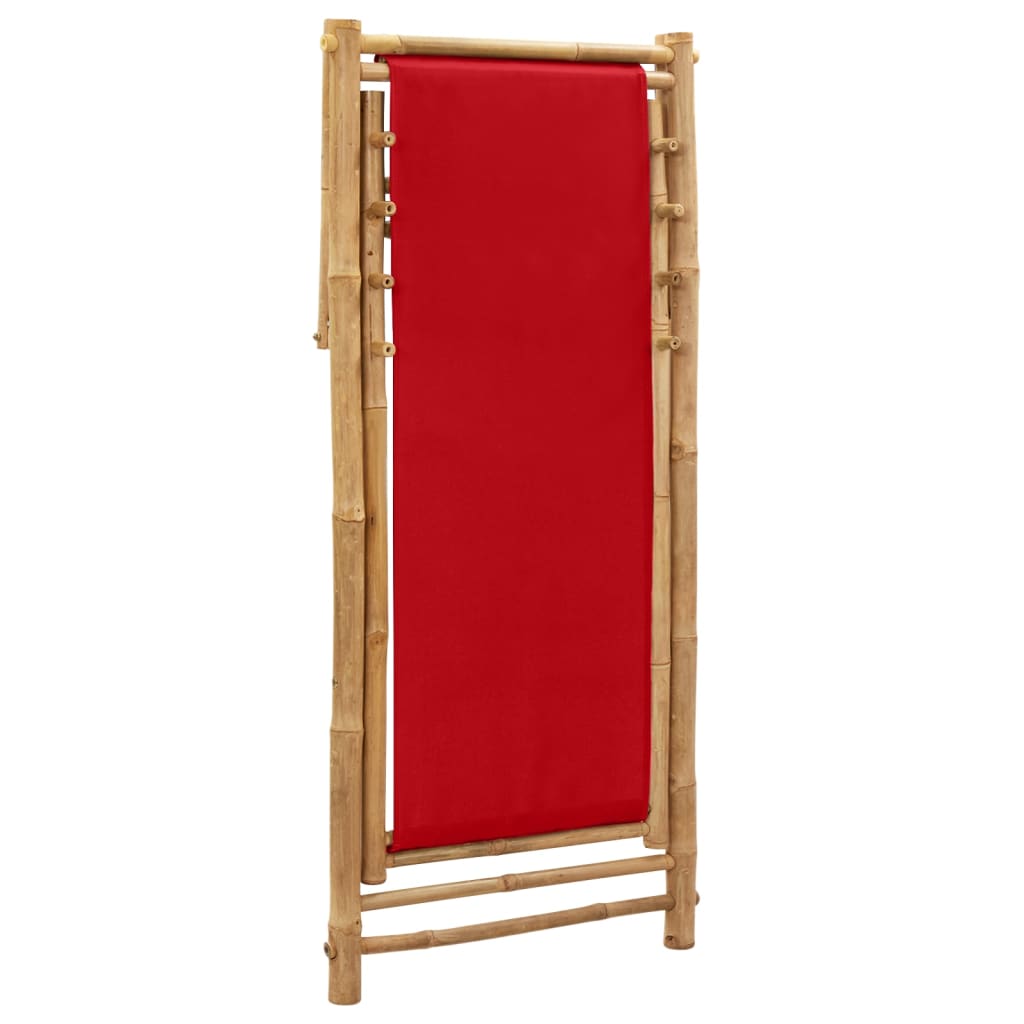 Red Canvas Bamboo Deck Chair - Stylish, Durable Outdoor Seating