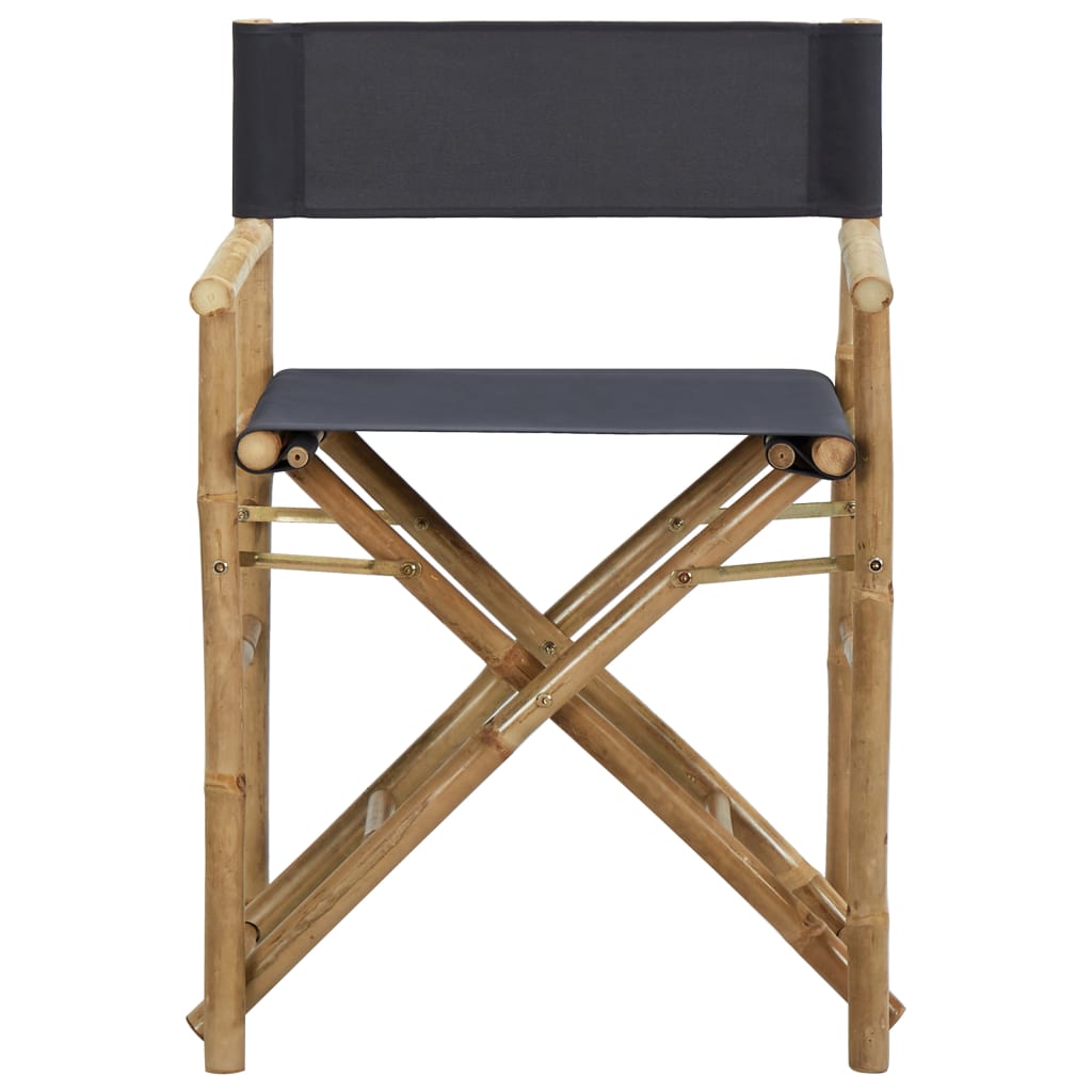 Dark Grey Bamboo Fabric Folding Director's Chairs 2pcs Set