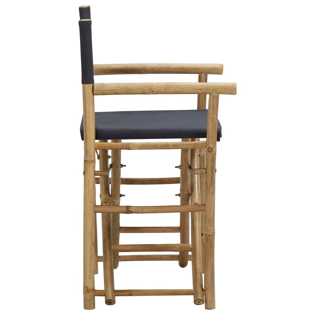 Dark Grey Bamboo Fabric Folding Director's Chairs 2pcs Set