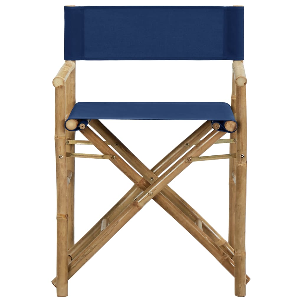 Blue Bamboo Folding Director's Chairs, Set of 2 - Durable Fabric