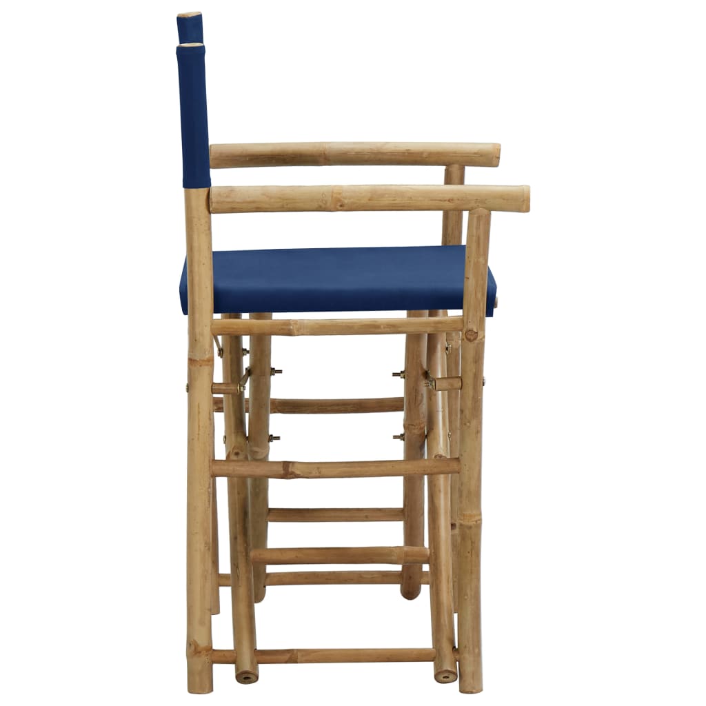 Blue Bamboo Folding Director's Chairs, Set of 2 - Durable Fabric