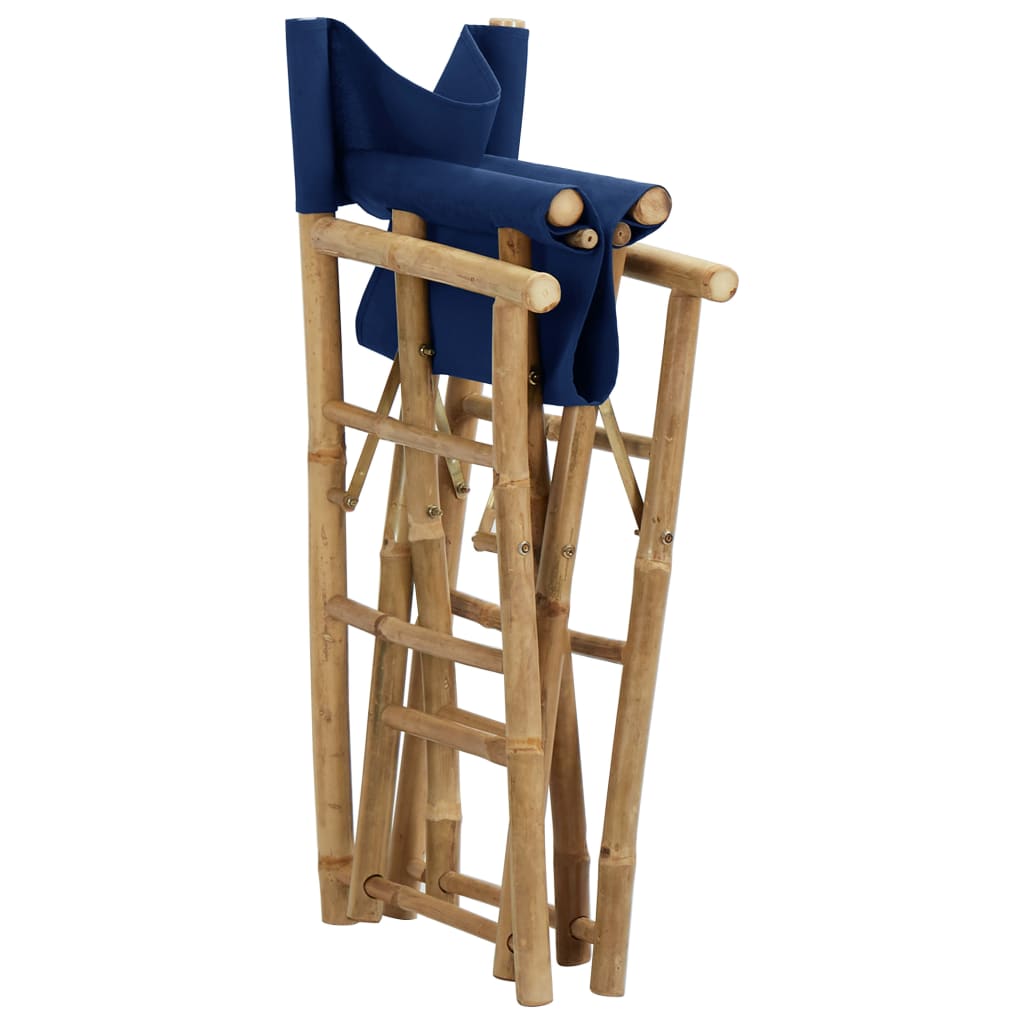 Blue Bamboo Folding Director's Chairs, Set of 2 - Durable Fabric