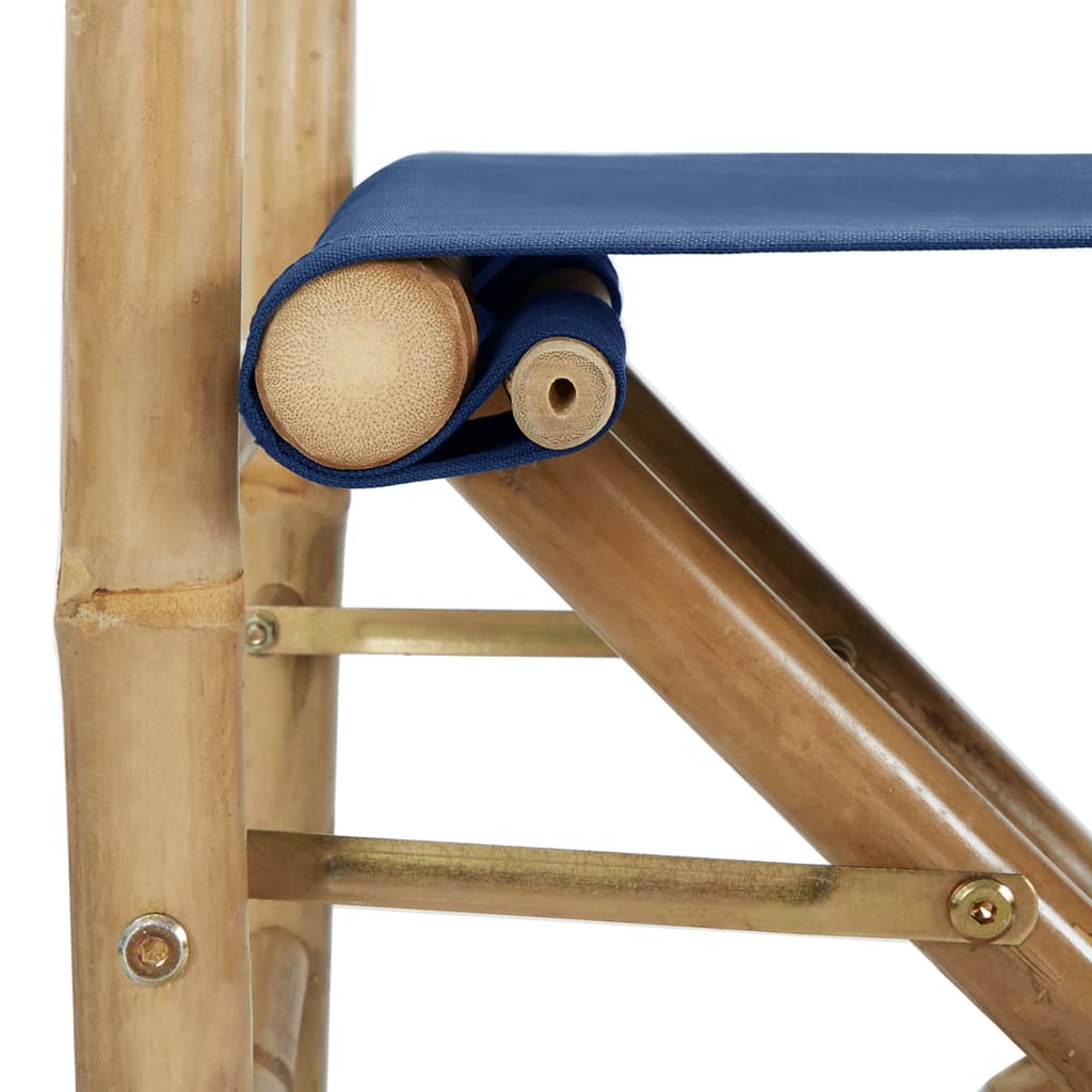 Blue Bamboo Folding Director's Chairs, Set of 2 - Durable Fabric