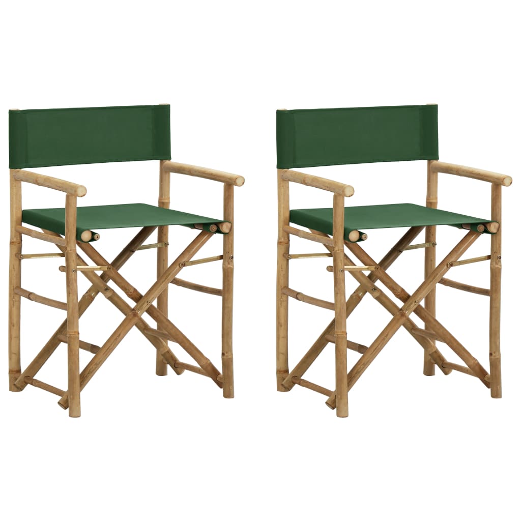 Green Bamboo & Fabric Folding Director's Chairs - 2 Pack