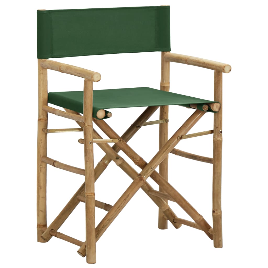 Green Bamboo & Fabric Folding Director's Chairs - 2 Pack
