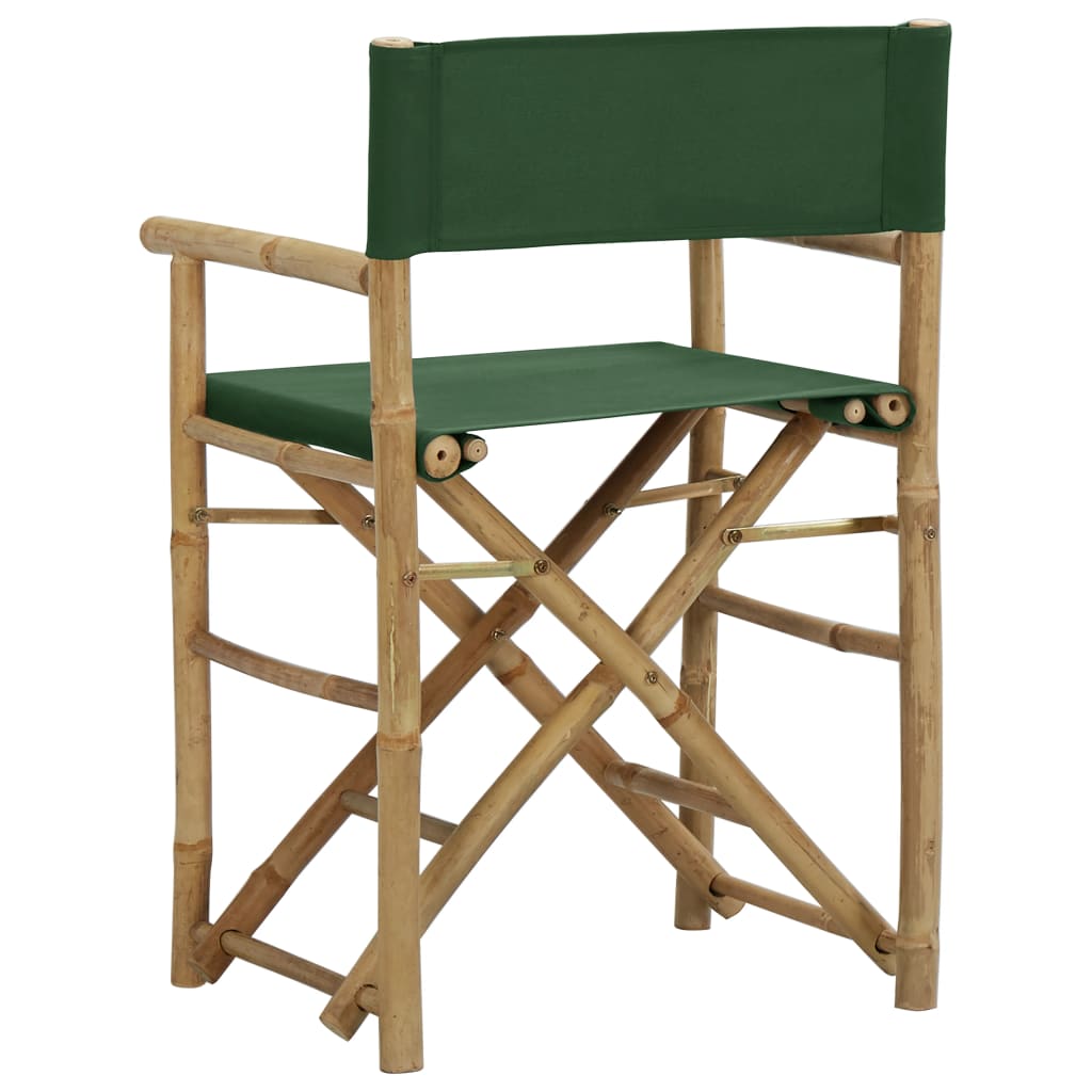 Green Bamboo & Fabric Folding Director's Chairs - 2 Pack