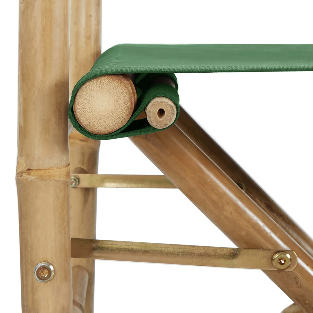 Green Bamboo & Fabric Folding Director's Chairs - 2 Pack