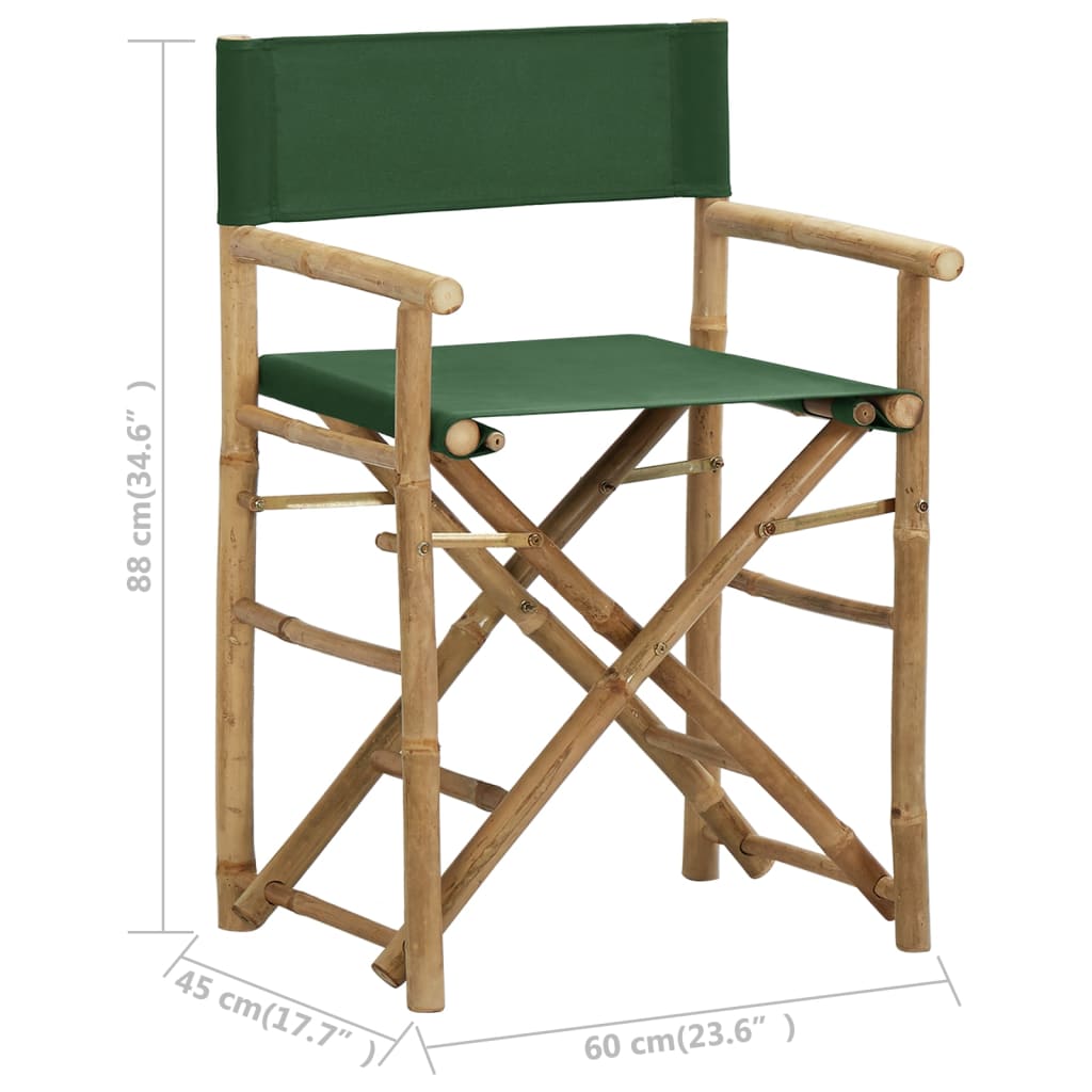 Green Bamboo & Fabric Folding Director's Chairs - 2 Pack