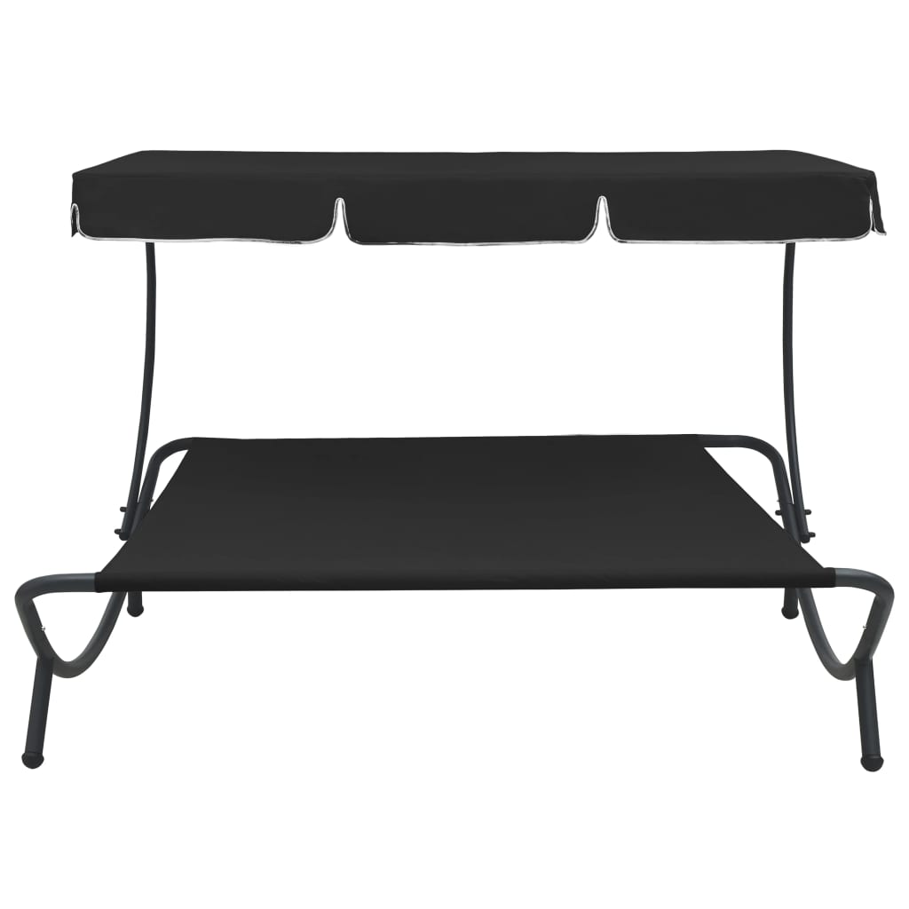 Black Outdoor Lounge Bed with Canopy - Stylish & Comfortable