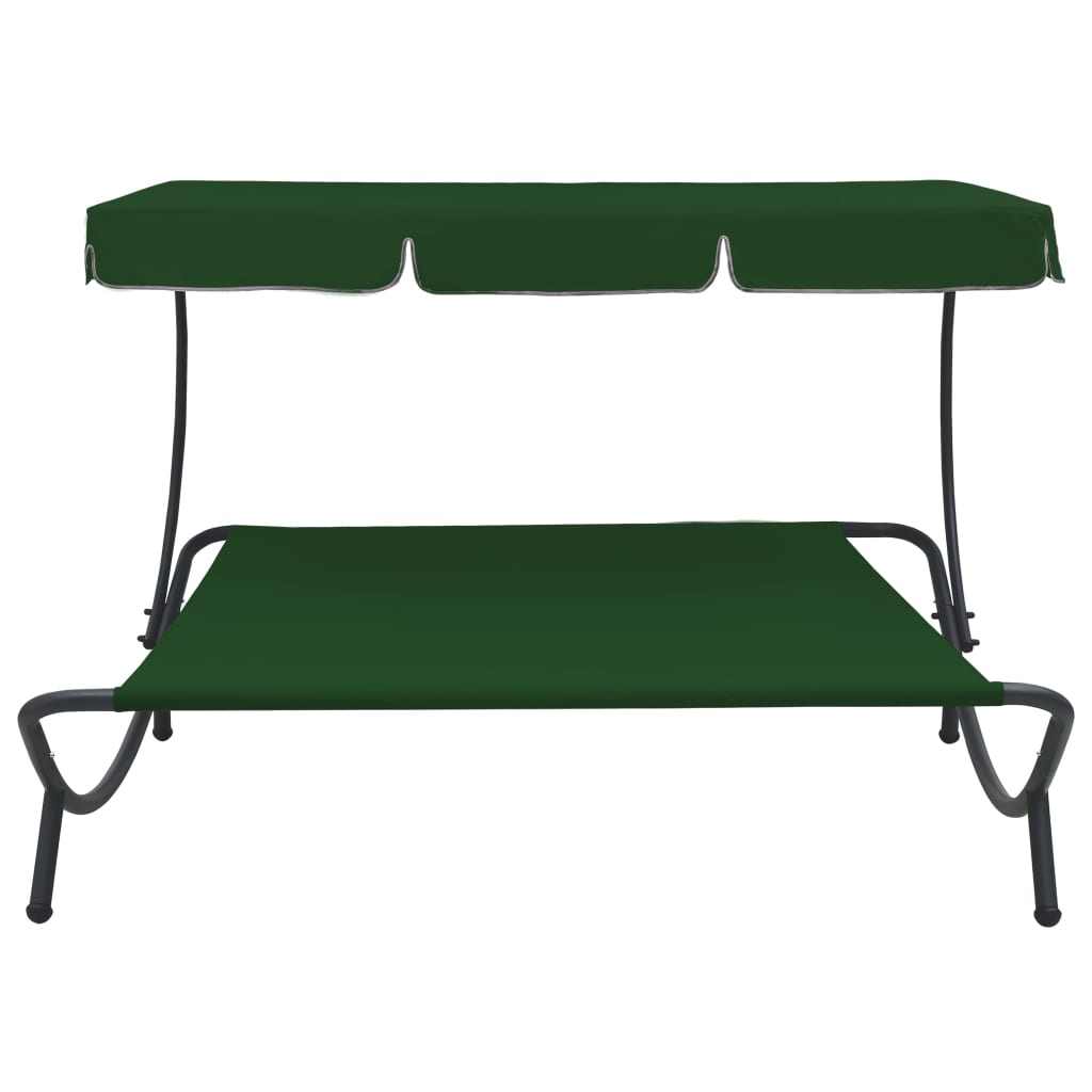 Green Outdoor Lounge Bed with Canopy - Stylish and Comfortable