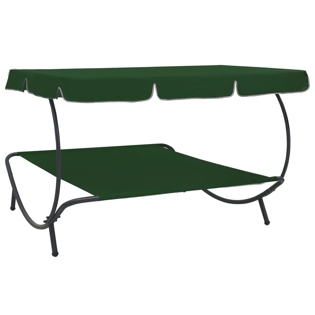 Green Outdoor Lounge Bed with Canopy - Stylish and Comfortable