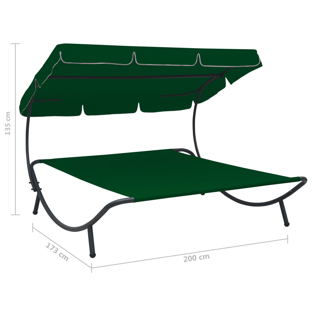 Green Outdoor Lounge Bed with Canopy - Stylish and Comfortable