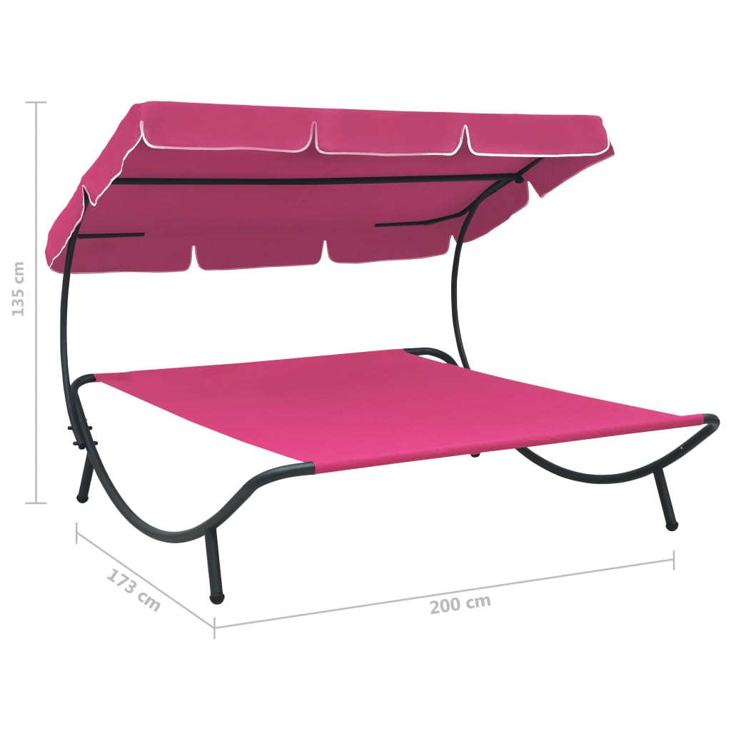 Pink Outdoor Lounge Bed with Canopy - Relax in Style & Comfort