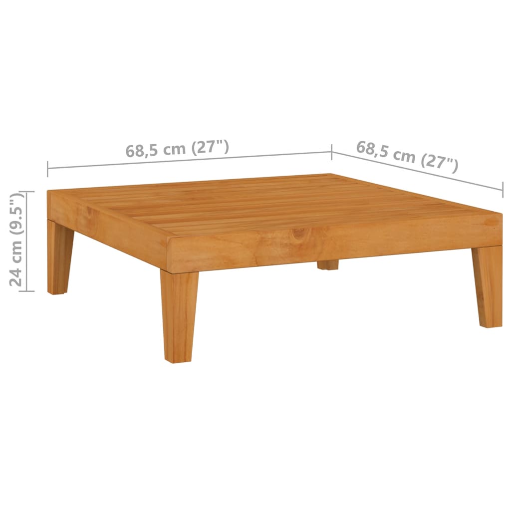 Solid Acacia Wood Garden Table - 68.5x68.5x24 cm Outdoor Elegance