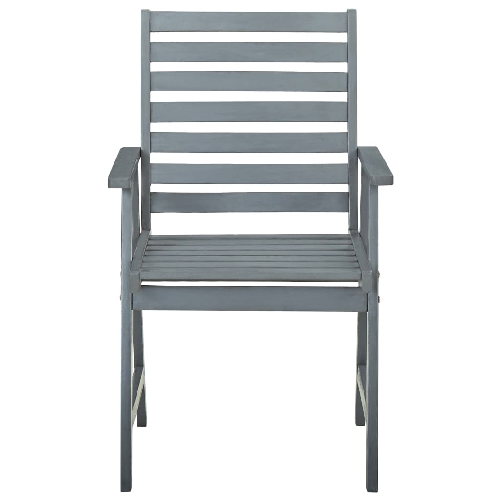 Grey Acacia Wood Outdoor Dining Chairs Set - 3 Pieces