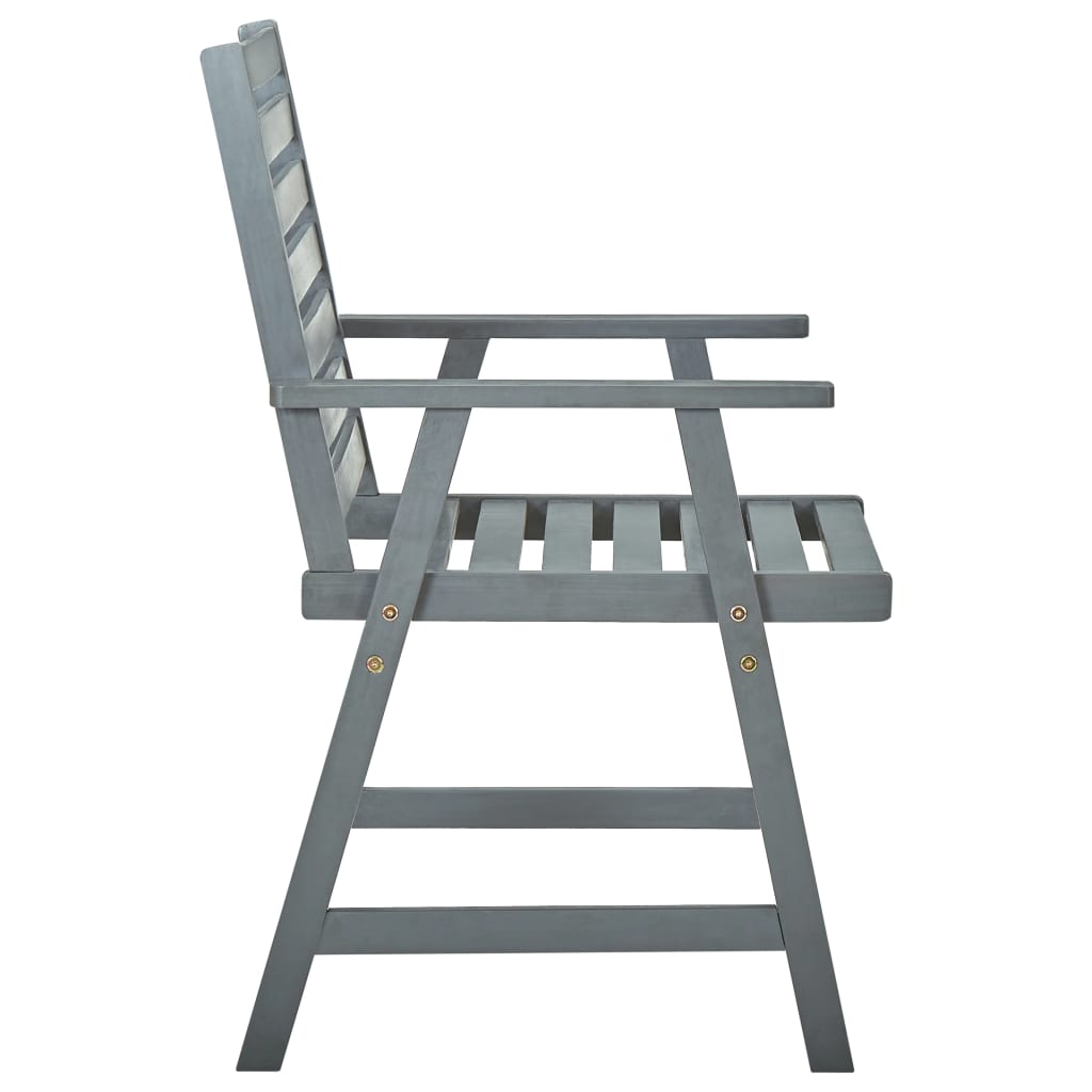 Grey Acacia Wood Outdoor Dining Chairs Set - 3 Pieces